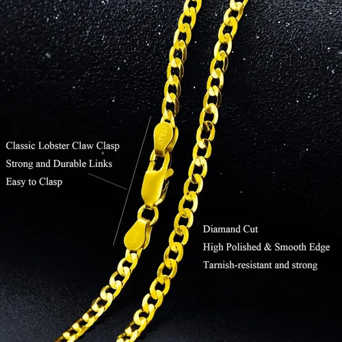 Vista 4 de 24k GoldWhite Gold Plated S925 Sterling Silver 3mm4mm5mm Chains for Men Women Italian Cuban Link Chains Necklace Jewelry Gifts for Boys Boyfriend