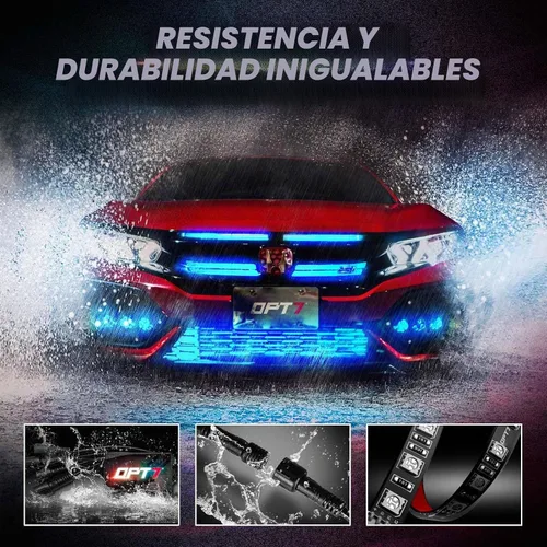 Vista 8 de OPT7 Aura PRO - Kit de iluminación LED Bluetooth de 4 piezas para rejilla Tiras multicolor de 12 pulgadas con SoundSync - Valencia de parrilla