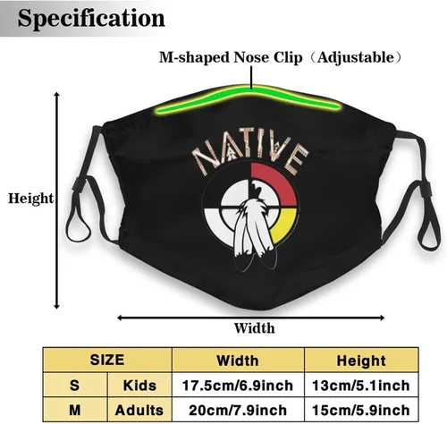 Vista 2 de Native American Medicine - Mascarilla reutilizable para adultos, color negro, Negro
