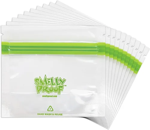 Vista 3 de Smelly Proof 50 bolsas reutilizables de almacenamiento de alimentos expandibles de pie y relleno, fabricadas en Estados Unidos, sin PEVA ni BPA