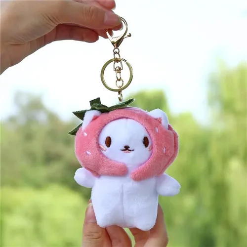 Vista 4 de Señora Niña Lindo Peluche PP Algodón Desmontable Taiyaki Sombrero Gato Llavero De Peluche Creativo Llavero De La Mochila Colgante Llavero