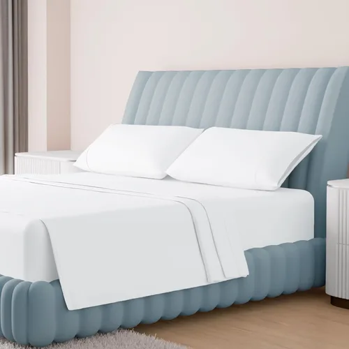 Vista 12 de Carressa Linen Sábanas de alta cantidad de hilos tamaño Queen – Serie 1000 sábanas 100% algodón egipcio tamaño Queen (4 piezas, rubor), tejido Blush