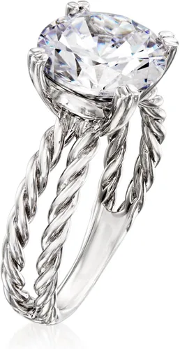 Vista 3 de Ross-Simons Anillo de vástago dividido con circonita cúbica de 3.50 quilates en plata de ley
