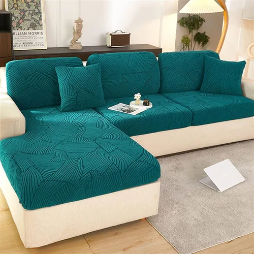 Vista 5 de MIPOPS Funda de cojín gruesa de jacquard para asiento de sofá, funda elástica y extraíble para sofá seccional, protector antipolvo, apto