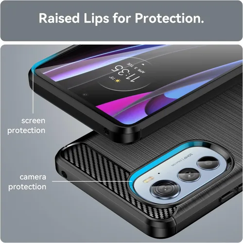Vista 5 de Osophter Funda para Motorola Edge 2022 con 2 protectores de pantalla para Moto Edge 2022 (negro)