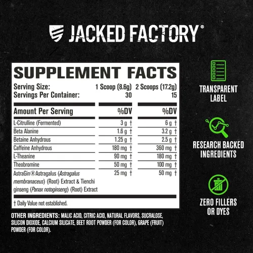 Vista 7 de Jacked Factory Nitrosurge Pre-entrenamiento en cereza negra y N.O. XT refuerzo de óxido nítrico para hombres y mujeres