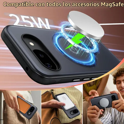 Vista 4 de Oneagle Soporte magnético giratorio de 360° para Google Pixel 10a funda translúcida [compatible con MagSafe], funda delgada mate para teléfono Pixel