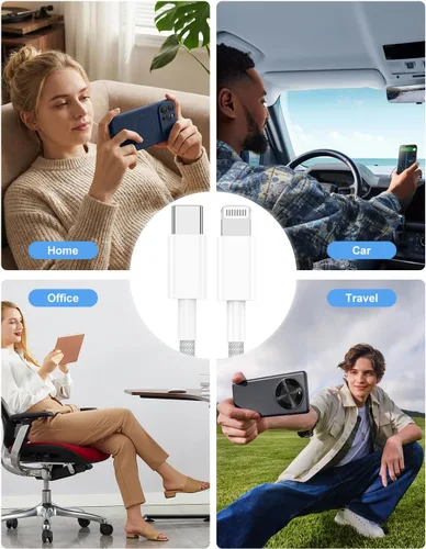 Vista 9 de Cable USB C a Lightning de 3/3 pies [certificado Apple MFi], cable tipo C a Lightning trenzado de nailon trenzado, cable de carga USBC a Lightning