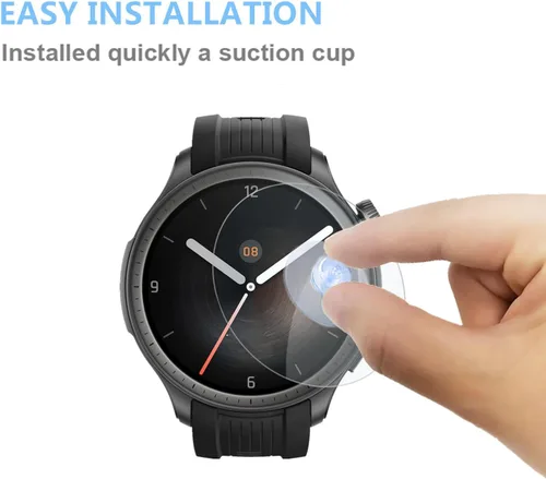 Vista 3 de Protector de pantalla compatible con Amazfit Balance SmartWatch (paquete de 3) película de vidrio templado transparente