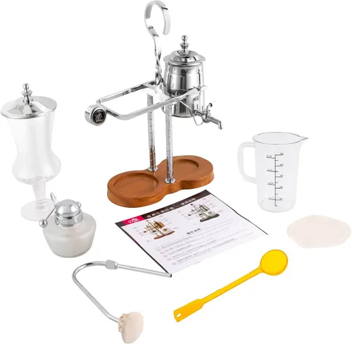 Vista 7 de DYRABREST Cafetera sifón sifón, 5 tazas de sifón de mesa sifón (sifón), cafetera de mesa de borosilicato para el hogar, cafeterías y oficinas