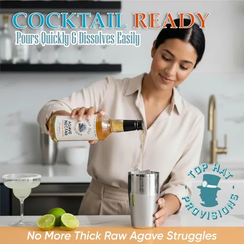 Vista 4 de Top Hat - Néctar de agave - Hecho con néctar de agave orgánico, edulcorante de jarabe de agave para cócteles, cócteles sin alcohol, limonadas, café