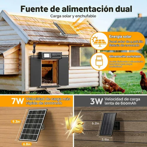 Vista 2 de Puerta automática tamaño grande del gallinero accionada solar - sensor