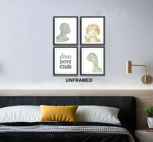 Vista 3 de Dino - Póster de acuarela para niños, niños, habitación de niños, habitación de juegos, decoración de habitación de juegos, decoración