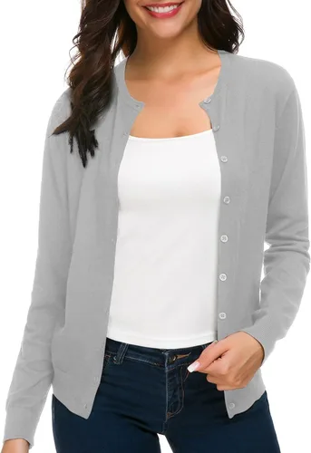 Vista 6 de Urban CoCo Suéter de punto de manga larga con cuello redondo y botones para mujer