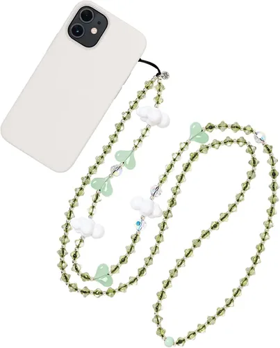 Vista 22 de Beaded Phone Charm Lanyard Strap Crossbody Fixed Beads Pearl Neck Chain