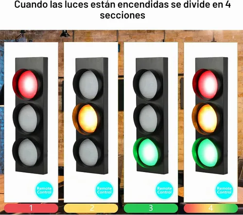 Vista 5 de HOMIER Lámpara de pared de semáforo, lámpara LED de tráfico de estilo retro con control remoto, decoración de luz de parada de tráfico de sala