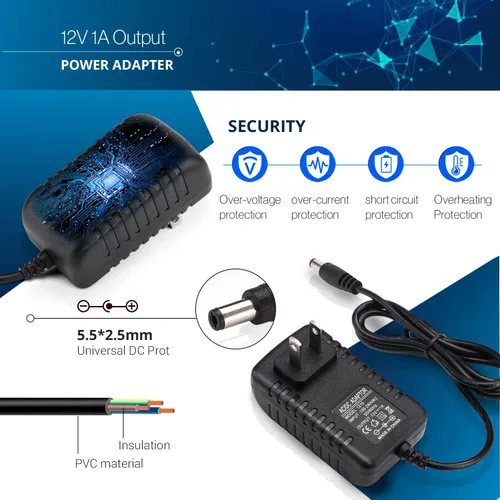 Vista 3 de Transformador adaptador de fuente de alimentación DC 12V 1A para luz