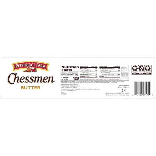 Vista 4 de Pepperidge Farm Chessmen - Galletas de mantequilla, paquete de aperitivos de 0.9 onzas, 10
