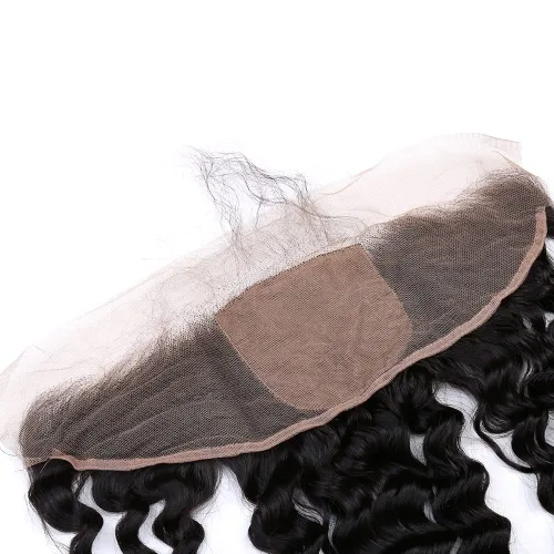 Vista 14 de Un donante de grado superior 13x4 base de seda cierre frontal de encaje cabello humano con cabello de bebé ondulado brasileño virgen cierre de pelo