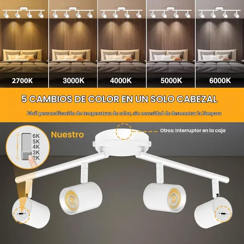 Vista 2 de VANoopee 5-Color 4 Luz LED Iluminación de la pista Techo, Blanco