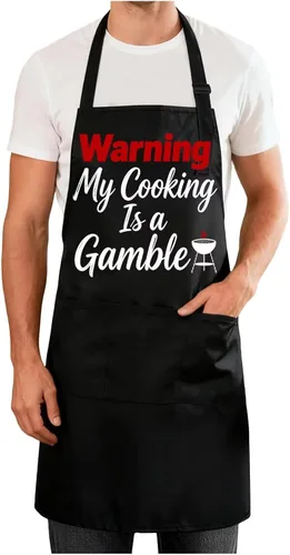Vista 13 de Delantales divertidos para hombres y mujeres, perfectos para cocina, barbacoa, hornear, esposa, marido, regalo de cumpleaños para papá