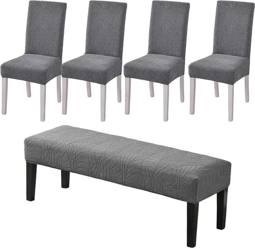 Vista 18 de CRFATOP 4 Piezas de Fundas Elásticas para Silla de Comedor con Funda para Banco Fundas Impresas para Silla de Comedor Fundas para Cojín de Asiento