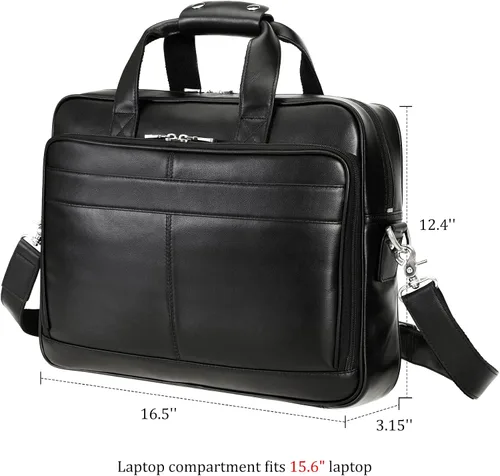 Vista 7 de Polare Full Grain Leather 16.5'' Laptop Bag Briefcase for Men Business Messenger Work Bag Fits 15.6'' Laptop