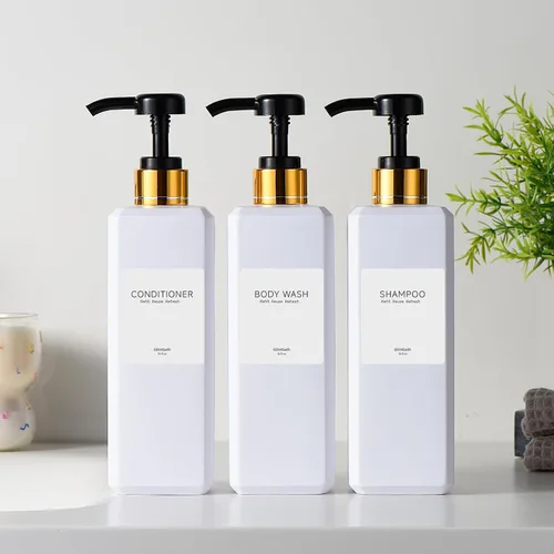 Vista 12 de Dispensador de champú y acondicionador, botellas de ducha recargables de 16 Gris