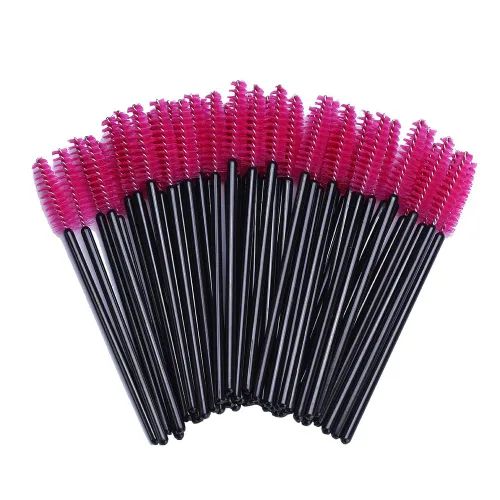 Vista 8 de BTYMS 100 piezas desechables de pestañas carretes aplicador de rímel aplicador de pestañas varita pestañas cepillo cejas carrete para extensión Negro