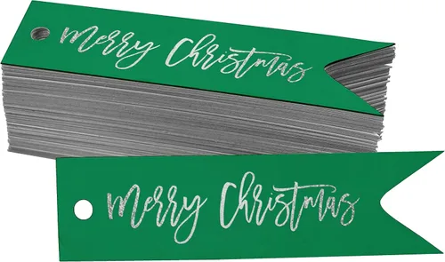 Vista 46 de Etiquetas colgantes con texto en inglés «Merry Christmas» para botellas de papel de aluminio, paquete de 50 unidades Aqua Blue