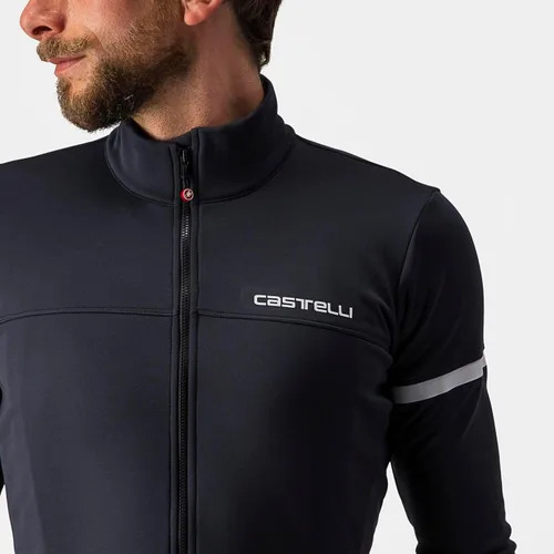 Vista 5 de Castelli Camiseta Fondo 2 FZ para hombre, manga larga con aislamiento polar, con cremallera y cuello alto para ciclismo de carretera y grava I