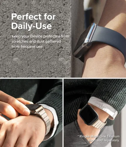 Vista 5 de Ringke Estilo de bisel [elegante marco de acero inoxidable] compatible con Apple Watch Series 9, 8, 7 funda (1.61 pulgadas), protector antiarañazos