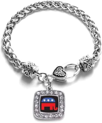Vista 208 de Pulsera de dijes cuadrados de plata con joyería de circonita cúbica