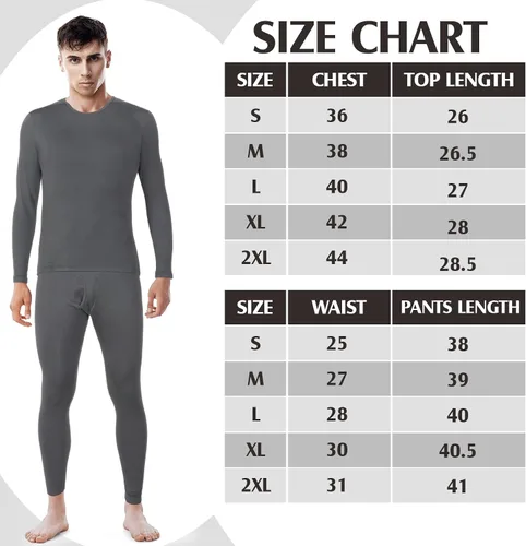 Vista 6 de Patelai 3 conjuntos de ropa interior térmica para hombre, capa base larga con forro polar para invierno clima frío