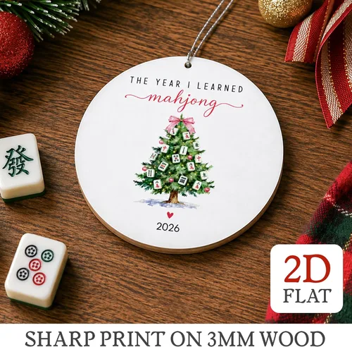 Vista 2 de Mahjong Adornos de Navidad 2026, adorno de Mahjong para árbol de Navidad