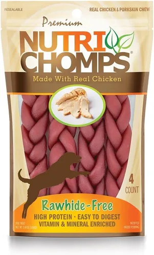 Vista 5 de Nutri Chomps Masticables para perros, sabor a pollo real - Giros y trenzas