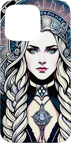 Vista 28 de iPhone 16 Skadi Diosa nórdica, mito vikingo nórdico, runas, estuche de arte nórdico