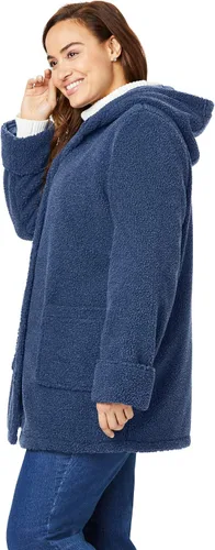 Vista 4 de Woman Within Chaqueta de forro polar bereber con capucha de talla grande para mujer Multi