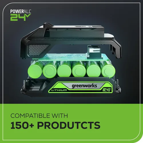 Vista 13 de Greenworks Soplador de hojas axial inalámbrico de 24 V (90 MPH / 320 CFM / más de 200 herramientas compatibles), batería de 2.0 Ah y cargador