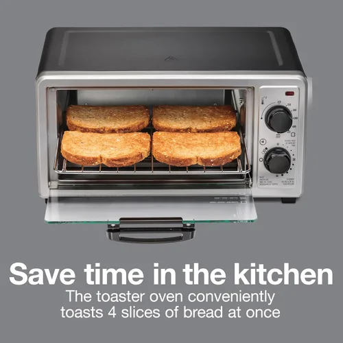 Vista 2 de Proctor Silex Horno tostador de encimera de 4 rebanadas, multifunción con hornear, tostadas y asadores, 1100 vatios, temporizador de 30 minutos