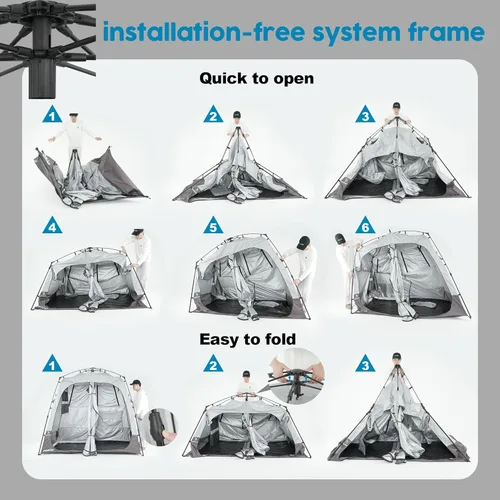 Vista 7 de Porayhut Camping Shower Tent Deluxe Changing Room Easy Set Up Privacy Shelter,Large Toilet Tent with Floor Drain Design for Beach, Camping,Hiking