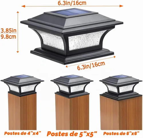 Vista 4 de SIEDiNLAR - Luces solares para postes de cristal para exteriores, 2 modos Negro