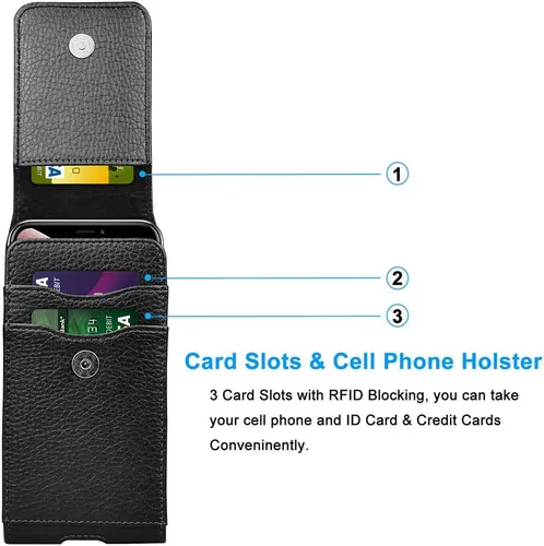 Vista 3 de Funda de cuero para iPhone 17 Pro, Samsung, Motorola, Xiaomi, funda de protección Huawei, funda de protección para teléfono con hebilla de cinturón