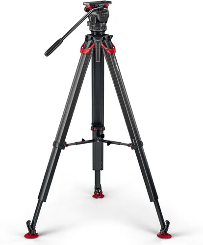 Vista 7 de Sachtler aktiv8T Touch & Go Sistema de cabezal fluido con trípode flowtech75 y esparcidor de nivel medio