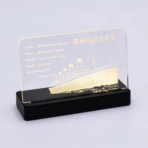 Vista 8 de Kyglaring Placa de identificación de acrílico transparente brillante con base de potencia diseñada para Lego Creator Expert 10294 Titanic Building