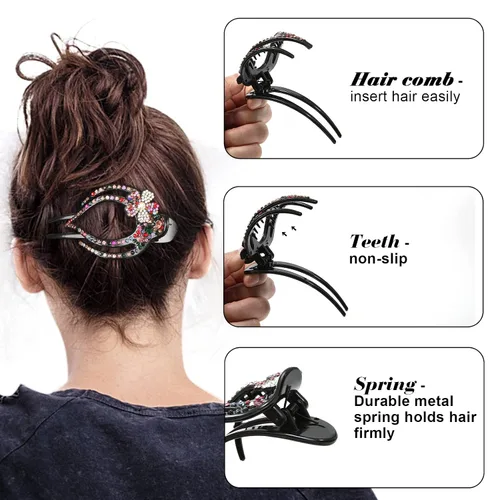 Vista 5 de Pinzas de pelo planas French Concord - 6 piezas, pinzas de pelo curvas sin deslizamiento, pinzas de agarre para volumen, pinzas de pelo para mujeres