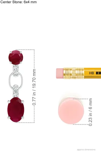 Vista 2 de ANGARA - Aretes colgantes de rubí natural para mujeres y niñas en oro macizo de 14 quilates, platino Regalo de joyería de piedra natal de julio