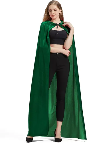 Vista 4 de QUCH Capa unisex con capucha para hombres y mujeres, capa de bruja de vampiro, disfraz de Halloween y Navidad