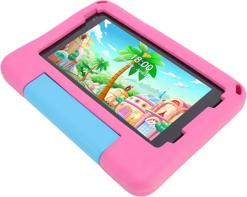 Vista 2 de SUNGOOYUE Tablet de entretenimiento de 7 pulgadas con funda anticaída para edades de 3 a 10 años. Aprendizaje, educativa, para Prime Video para 14