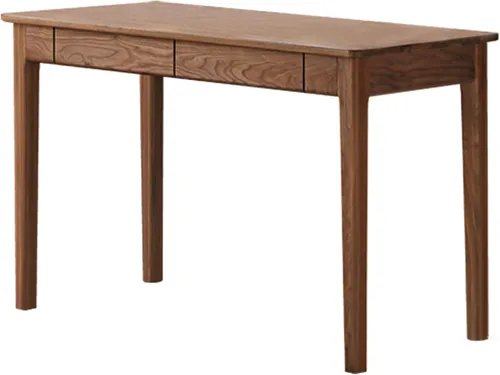 Vista 10 de Escritorio de madera maciza con acabado de nogal, escritorio pequeño para oficina en casa, escritorio de computadora para espacios pequeños